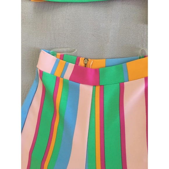 Touchdolls Two Piece Crop Top Bell Bottom Pants Set Size 2 XS Stripe Stretch - Picture 5 of 16